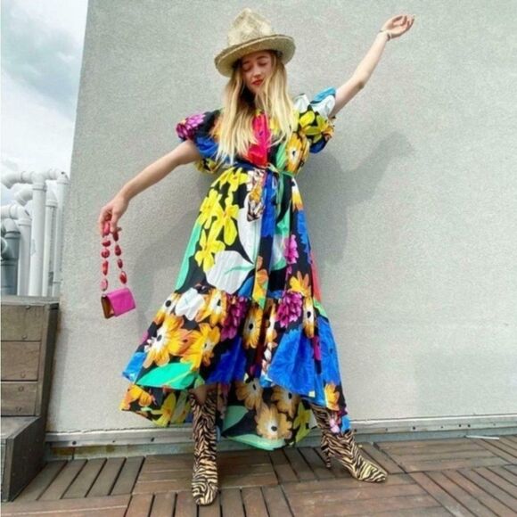 Dresses & Skirts - NWT Christopher John Rogers x Target Colorful Vibrant Floral Puff Sleeve Dress S